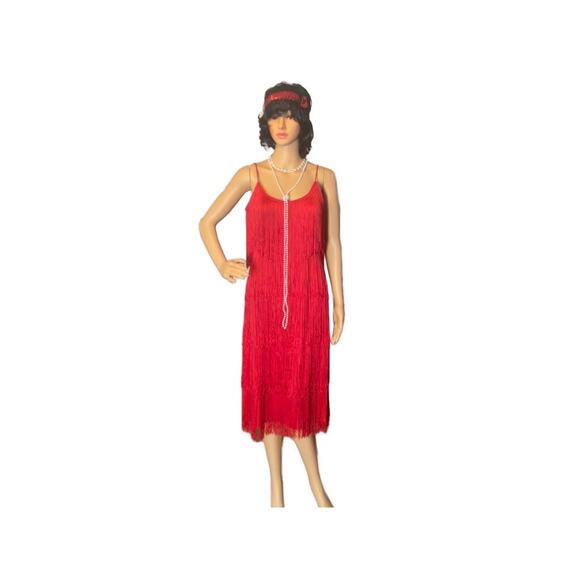 1920s Flapper Costume in Red - Picture 2 of 6